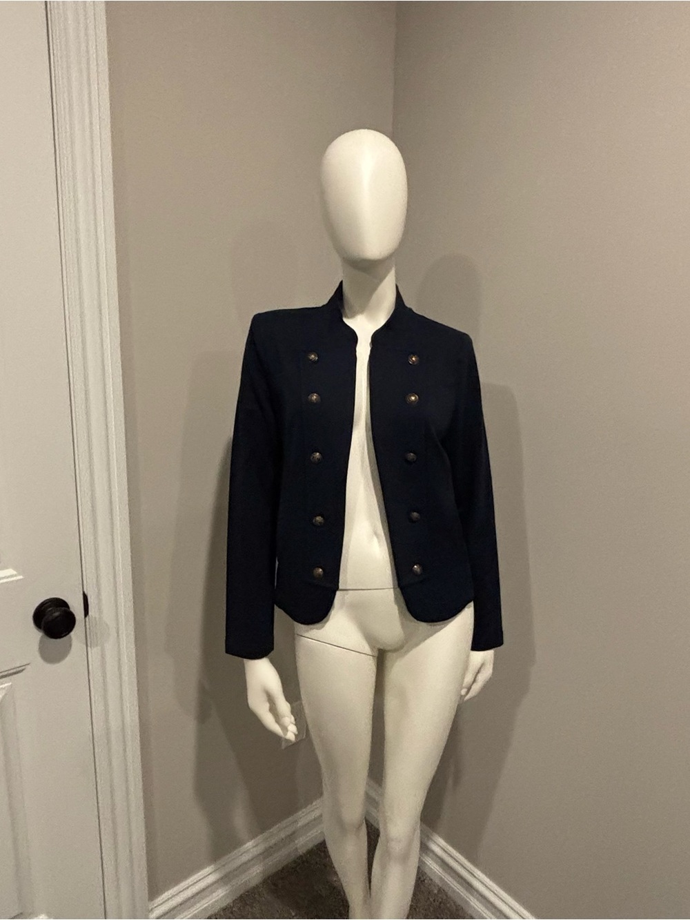 Tommy Hilfiger Navy Double-Breasted Military-Style Blazer